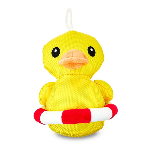 Vibrant Life Cozy Buddy Squeaky Plush Dog Toy, Yellow Duck with Innertube, Chew Level 1