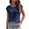 thumbnail image 2 of Women's Round Neck Glitter Sequins Shirts Top Casual Cap Sleeve Party Tee Tops,Royal Blue L, 2 of 6