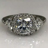 3.00 Ct Cushion Cut Moissanite Engagement Wedding Ring 14K White Gold Plated