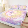 thumbnail image 3 of Homewish Bohemian Moon Sun Twin Sheet Sets 3pcs for Teens Boys Girls,Purple Golden Twin Fitted Sheet Microfiber,Boho Theme Breathable Flat Sheet,Ultra Soft Home Decor, 3 of 7