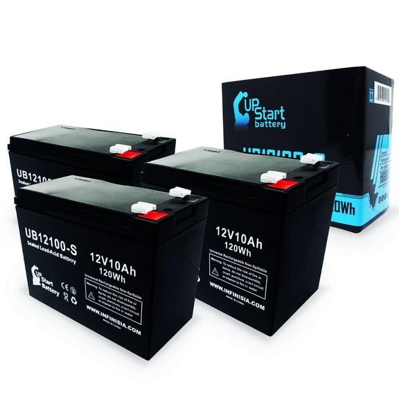 3x Pack - Compatible eZip eZip 400 Battery - Replacement UB12100-S Universal Sealed Lead Acid Battery (12V 10Ah 10000mAh F2 Terminal, AGM, SLA)