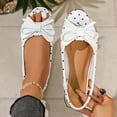 thumbnail image 3 of Gpaecead Women's Polka Dot Bow Flat Slingback Shoes Open Toe Slip On Soft Sole Comfort Casual Vintage Shoes, A-White, 3 of 8