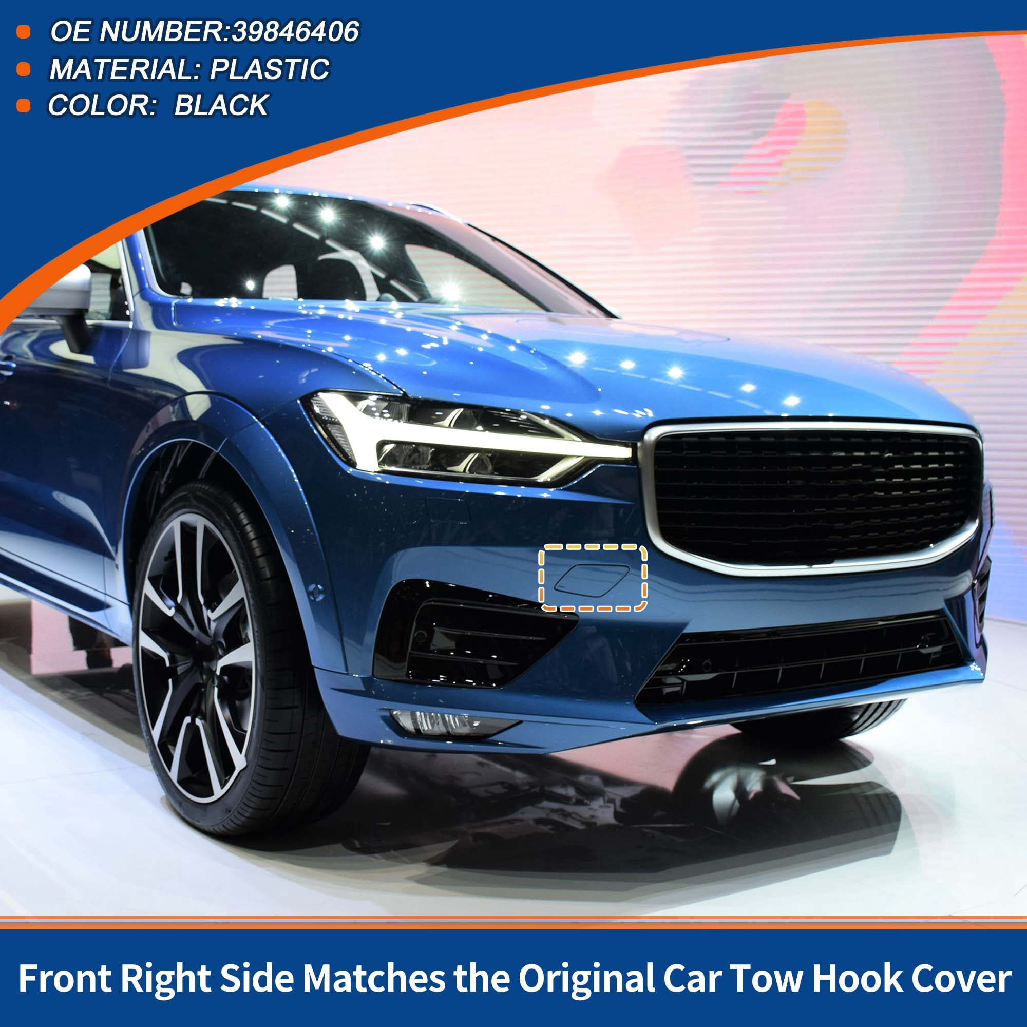 Unique Bargains Car Bumper Tow Hook Cover for Volvo XC60 2018-2021 - Pack of 1