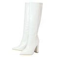 thumbnail image 3 of Women's Chunky High Heel Pointed Toe Side Zipper Animal Print Autumn Winter Knee-length Boots With Warm Lining, 3 of 4