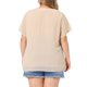 thumbnail image 3 of Blusas de mujer de tallas grandes Agnes Orinda con puntos suizos, de manga corta y cuello con muesca, primavera verano 5X beige, 3 of 6