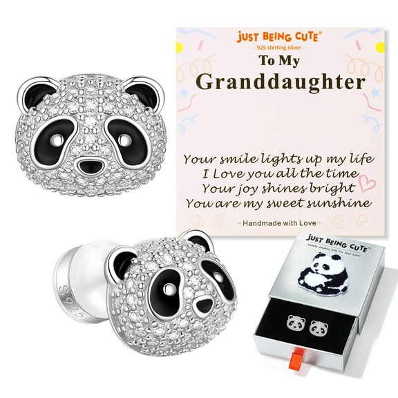 JustBeingCute Earrings for Girls Women 925 Real Sterling Silver Stud Earring for Granddaughter