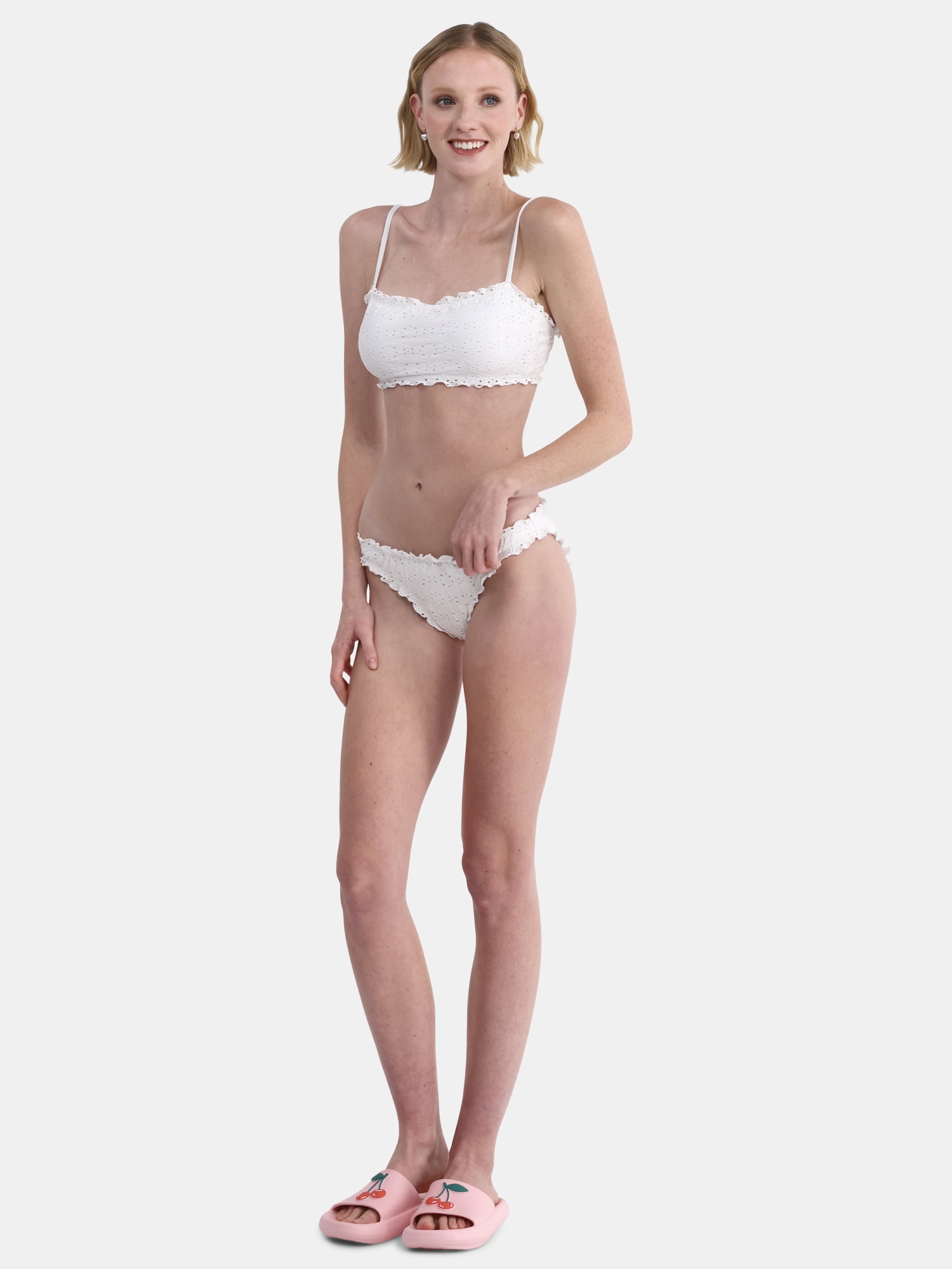 No Boundaries Eyelet Bandeau Swim Top, Sizes XXS-XXL