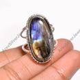 thumbnail image 2 of Natural Multi Fire Labradorite Gemstone 925 Sterling Silver Statement Ring for Men and Women, 2 of 5
