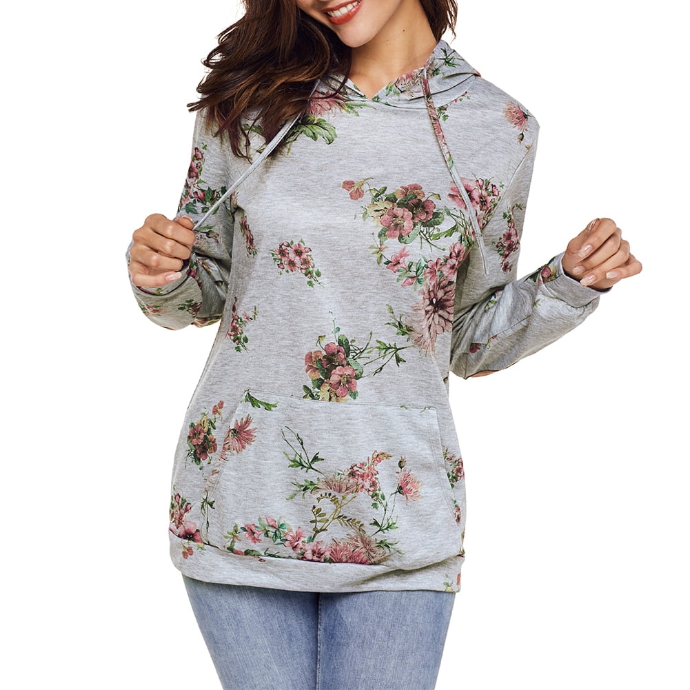 pullover floral print hoodie