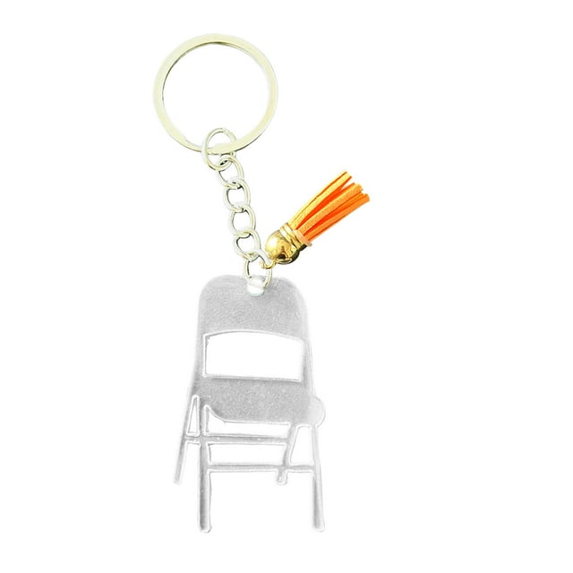 Llavero de silla plegable, llavero con colgante de bolso, llavero de acrílico con Mini respaldo para silla para amigos, mujeres