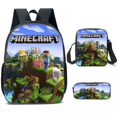 thumbnail image 3 of My World Cartoon Student Schoolbag Three-piece Set, Game Surrounding Backpack, Free Size-week, 3 of 4