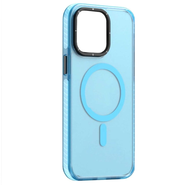 Funda TEKKU Matte Color para iPhone 15 PRO MAX Trans Azul compatible con MagSafe