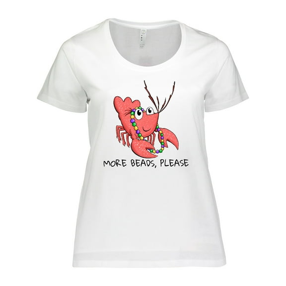 Inktastic More Beads, Please Cute Mardi Gras Crawfish Women's Plus Size T-Shirt