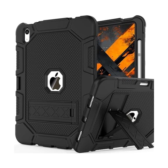 ccwonima Rantice [Military-Grade Shockproof] Case for iPad 11-inch (11th Gen, 2025) & iPad 10th Gen 10.9", Heavy Duty Rugged Protective Cover with Sturdy Kickstand & Pencil Holder, Black