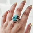 thumbnail image 5 of Natural Blue Copper Turquoise Ring, Turquoise Ring, December Birthstone, Bohemian Ring, 925 Sterling Silver, Womens Ring, Christmas, Thanksgiving, Handmade, Statement Jewelry, Natural Turquoise Ring, 5 of 6
