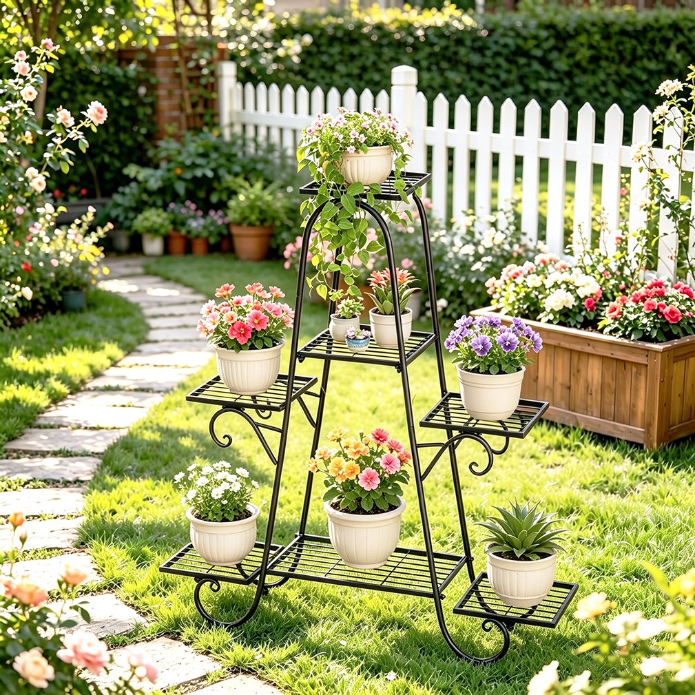 ZZBIQS 8-Shelf Plant Stand Indoor and Outdoor, Metal Flower