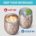 thumbnail image 4 of 12oz Stemless Wine Tumblers Beige Christmas Character Pattern Vacuum Insulated Stainless Steel Travel Tumbler Cups Mug with Lid and Straw for Champaign,Cocktail,Beer with Cleaning Brush, 4 of 5