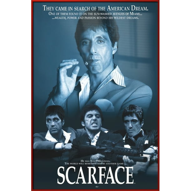 Scarface Framed Movie Poster Al Pacino Cigar The American Dream Size 25 X 37 Red Plastic Frame Walmart Com Walmart Com