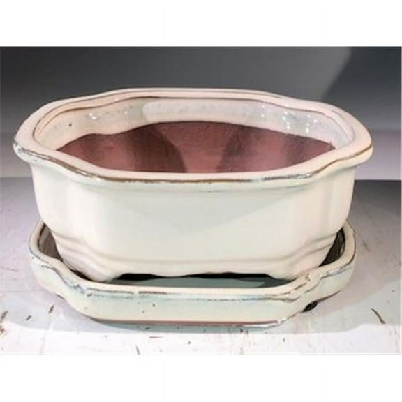 Bonsai Boy L370 7 x 5.5 x 3 in. Ceramic Bonsai Pot, Beige - Rectangle