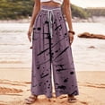 thumbnail image 2 of Flowy Pants for Women Casual High Waisted Wide Leg Lounge Pants Drawstring Waist Striped Palazzo Pants Loose Fall Trendy Full Length Trousers Pants, 2 of 5