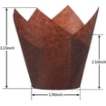 thumbnail image 2 of Zhuge 200 piezas de envoltorios para cupcakes con forma de tulipán, moldes para hornear de papel a prueba de grasa estándar, soportes para envoltorios de muffins(marrón), 2 of 5