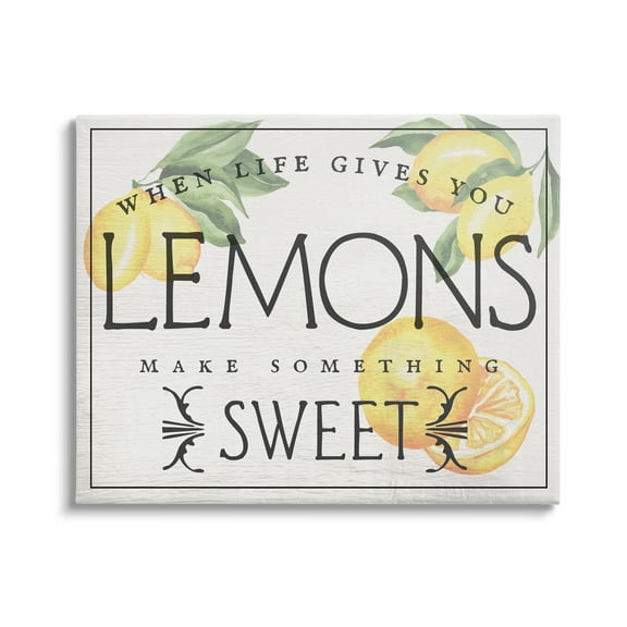 Stupell Industries Life Gives Lemons Bold Citrus Fruit Border Sign Graphic Art Gallery Wrapped Canvas Print Wall Art, Design by Daphne Polselli