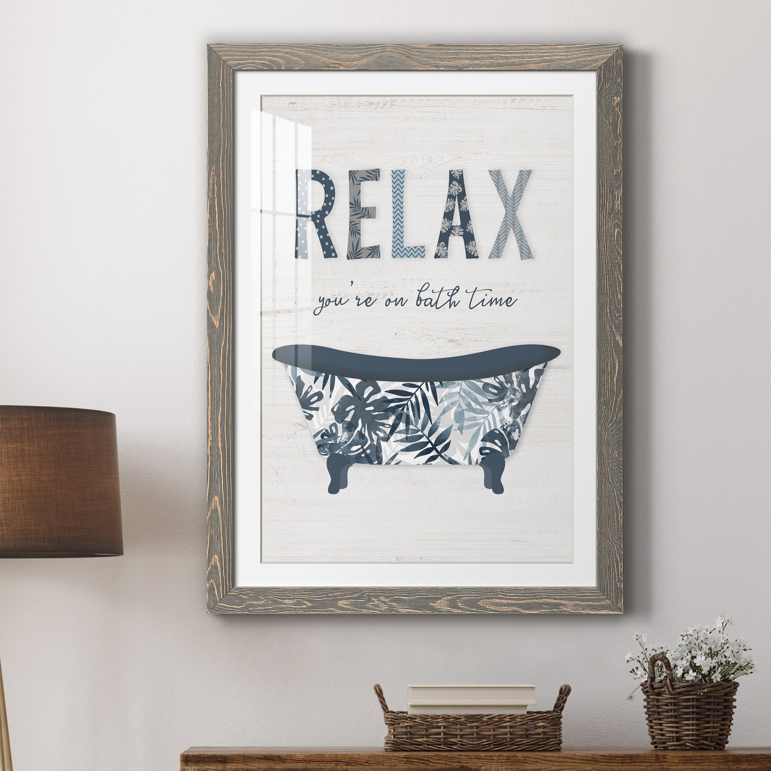 Palm Bath I - Premium Framed Print - Distressed Barnwood Frame - Ready to Hang