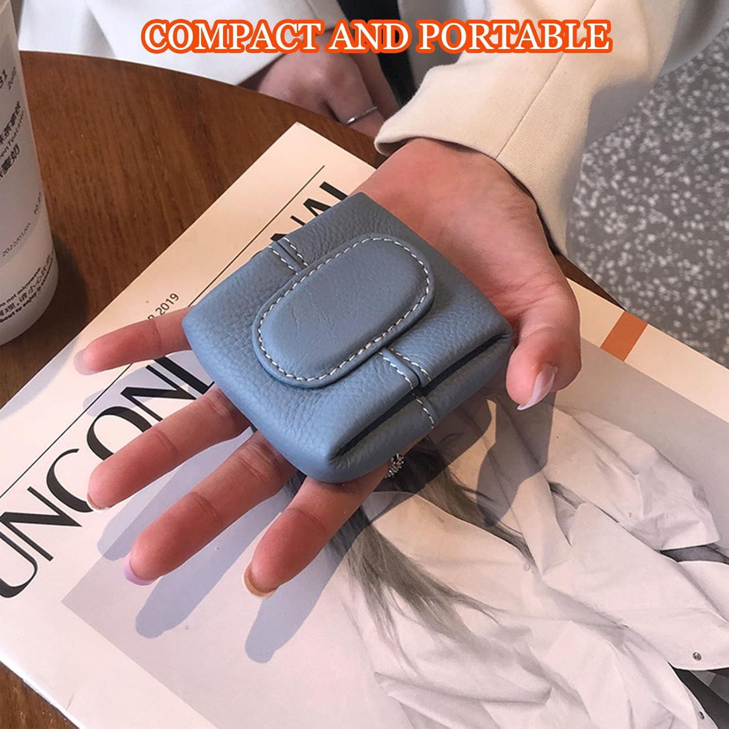 Mini Lychee Coin Purse, Solid Color Coin Purse with Zipper Key