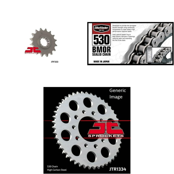 BIKEMASTER 530 BMOR Sealed Chain Natural, JT Front & Rear Sprocket Kit for Street HONDA VF750C Magna 1994-2003