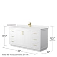 thumbnail image 5 of Wyndham Collection Miranda 66" Wood Veneer Single Bathroom Vanity in White/Gold, 5 of 6