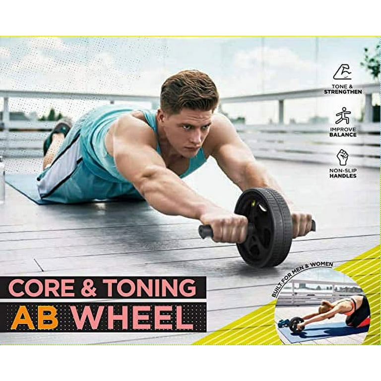Body Solid Tools Ab Roller Wheel for Abdominal Workout Exercises Oblique Plank Core Stregthening Black