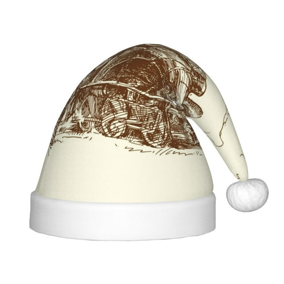 Cauagu Train Pattern Christmas Hat for Kids,Xmas Holiday Hat Santa Hat for Boys & Girls Festive Headwear Accessories for Christmas/New Year/Holiday