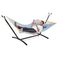thumbnail image 1 of Space-Saving Hammock with Stand, 2 Person 550 Pound Capacity, Outdoor Patio Yard Indoor Hammock Bed, Quilted Fabric, 1 of 6