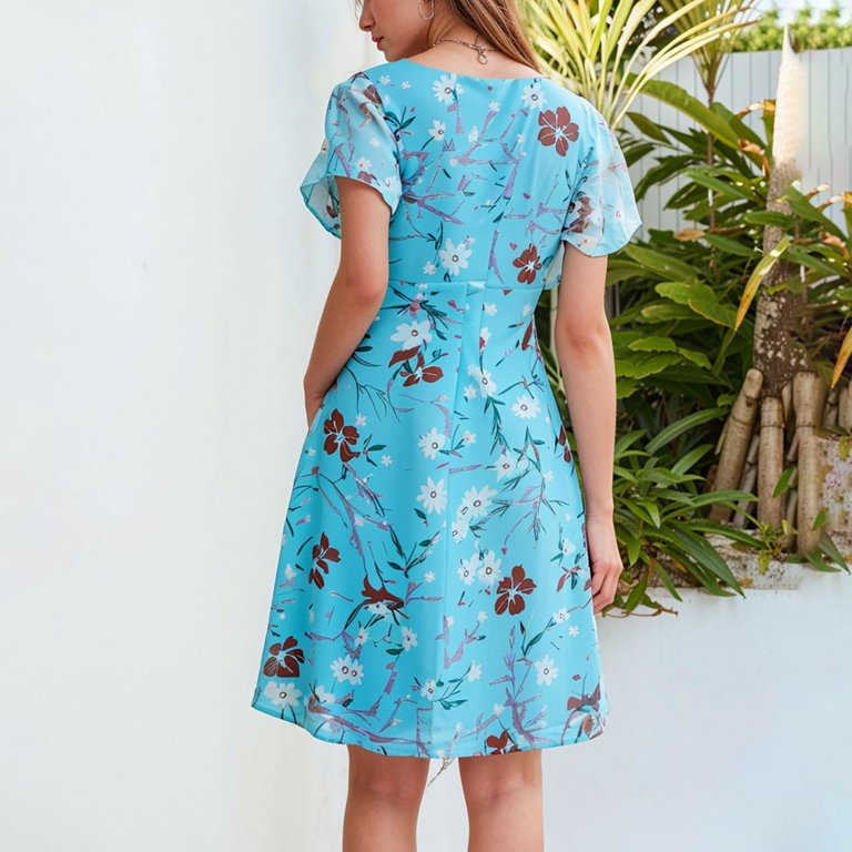 turquoise casual summer dresses Spring Summer Dresses for Women 2025 - Green Turquoise Teal Wedding Guest  Dresses, Beach Vacation Clothes, Hawaiian Sundresses Casual Short Sleeve  Dress for Women with Pockets