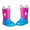 thumbnail image 3 of Kushyshoo Kids Blue Pink Unicorn Light up Rain Boots Size 1 Big Girls Shoes, 3 of 6
