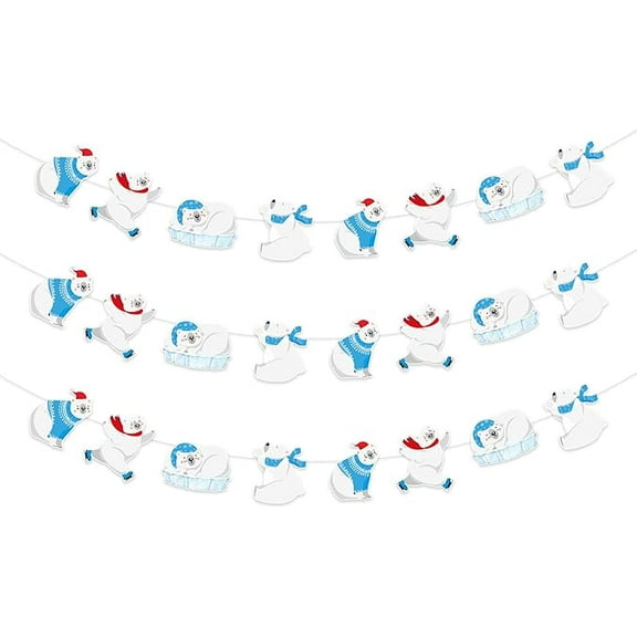 Polar Bear Party Decorations 3pcs Polar Bear Banner Bunting for Birthday Baby Shower Supplies Winter Animals Themed Birthday Party Decorations for Christmas Party Supplies