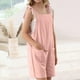 thumbnail image 4 of Odeerbi 5-14 Años Niñas Verano Algodón Lino Jumpsuit Camisola Romper Casual Correa Ajustable Overoles Peto Pantalones Cortos Con Bolsillos, 4 of 7
