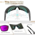 thumbnail image 4 of KANASTAL Purple Sports Sunglasses Womens Mens Polarized Wraparound Cycling Rectangular Curved Running Golf Fishing Driving Hiking UV400 - Purple Mirror Lens, 4 of 7