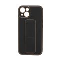 thumbnail image 1 of Funda innovadora para teléfono con marco de metal completo, cubierta protectora anticaída de cuero para teléfono con pulsera con soporte plegable para Iphone 13, color negro, 1 of 8