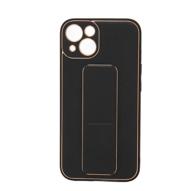 Funda innovadora para teléfono con marco de metal completo, cubierta protectora anticaída de cuero para teléfono con pulsera con soporte plegable para Iphone 13, color negro