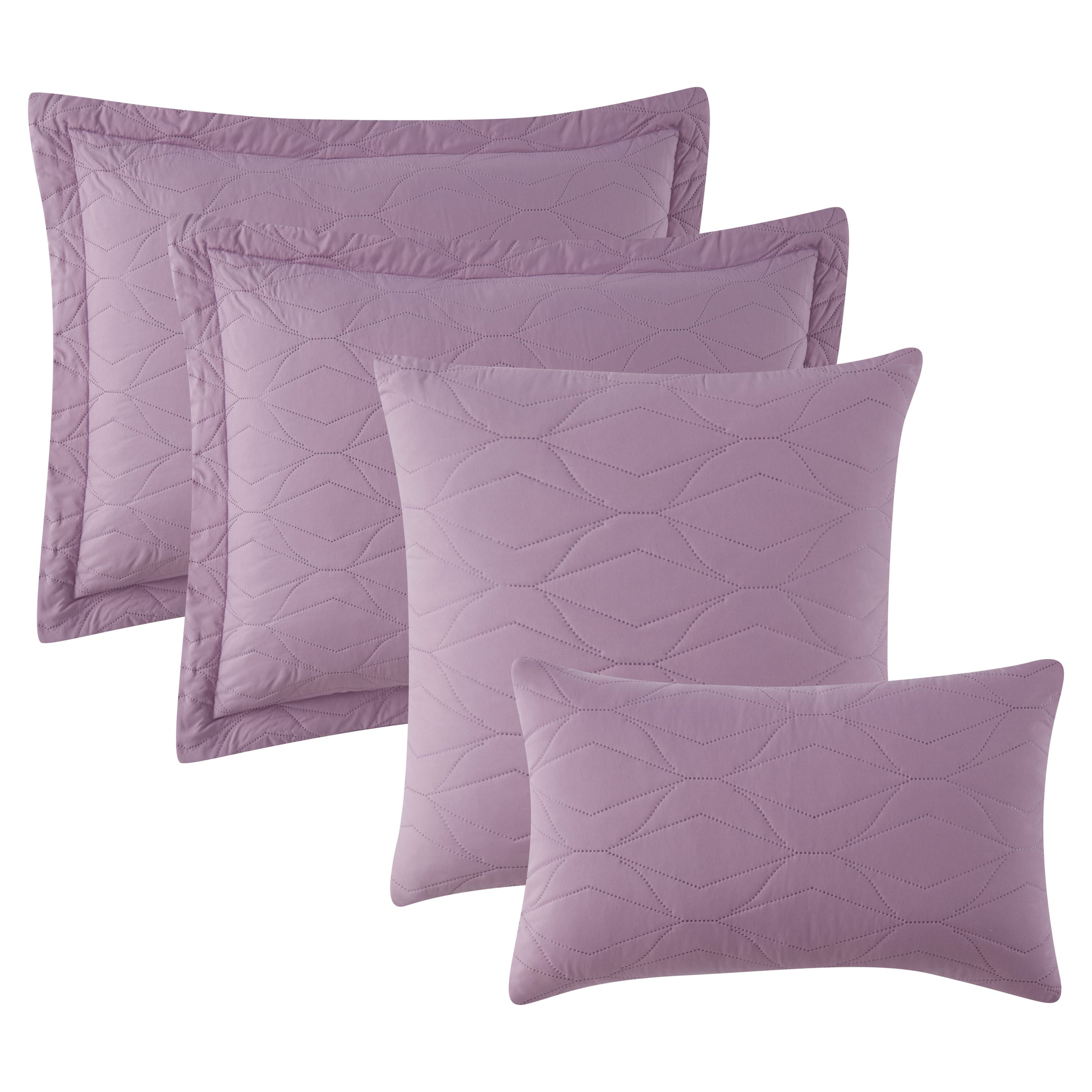 Nestl 5 Piece Quilt Set Full/Queen with Pillow Shams and Euro Shams, Soft Microfiber Lightweight Bedspread Coverlet, Modern Style Ellipse Weave Bed Cover, Lavender Dream