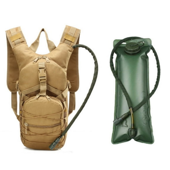 Gowoo Hydration 3L Tactical Hydration Backpack with Water Bladder Leak-Proof Military Daypack for Hiking, Running, Cycling, Camping, Hunting, Walking, Outdoor; Tan