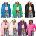 thumbnail image 6 of Women's Button Up Shirts Long Sleeve Candy Color Dress Shirts Loose Casual Simple OL Blouse Upgraded,S-2XL, 6 of 6