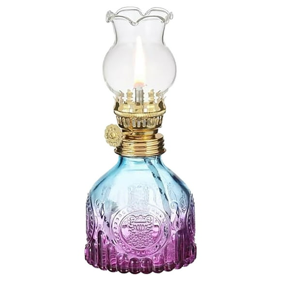 Hanging Window Vintage Gradient Color Glass Oil Kerosene Lamp Color Oil Lamps For Indoor Use Oil Indoor Decorative Lamp Oil For Tabletop Decor Emergency Lighting