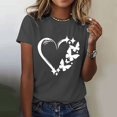 thumbnail image 2 of XMHJSMD Women's Love Butterfly Print Round Neck Short Sleeve T Shirt Top(Dark Gray,M), 2 of 4