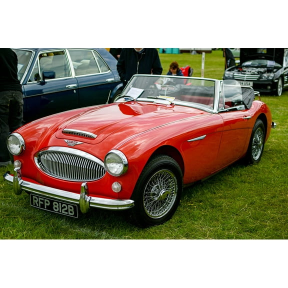 Wall Art Impressions 24x16in Photographic Print PosterRed Austin-Healey 3000 Antique car show