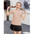 thumbnail image 4 of Arshiner Girls Ruffle Short Sleeve Shirts Cute Summer Frill Neck Pleated Textured Blouse Tops, 4 of 7