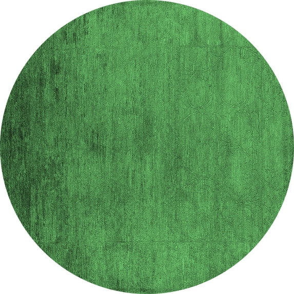 Ahgly Company Indoor Round Oriental Emerald Green Industrial Area Rugs, 7' Round