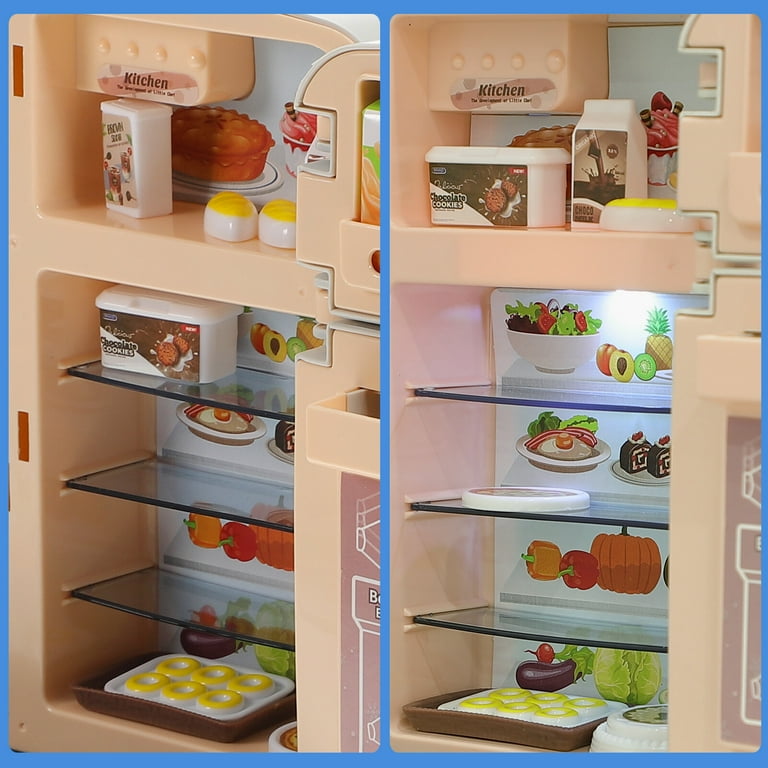 Toy Fridge 1 Set Mini Fridge Toy Mini Food Set Tiny Stuff Miniature House Pretend Play Toy, Size: 26.5x9.8x29CM