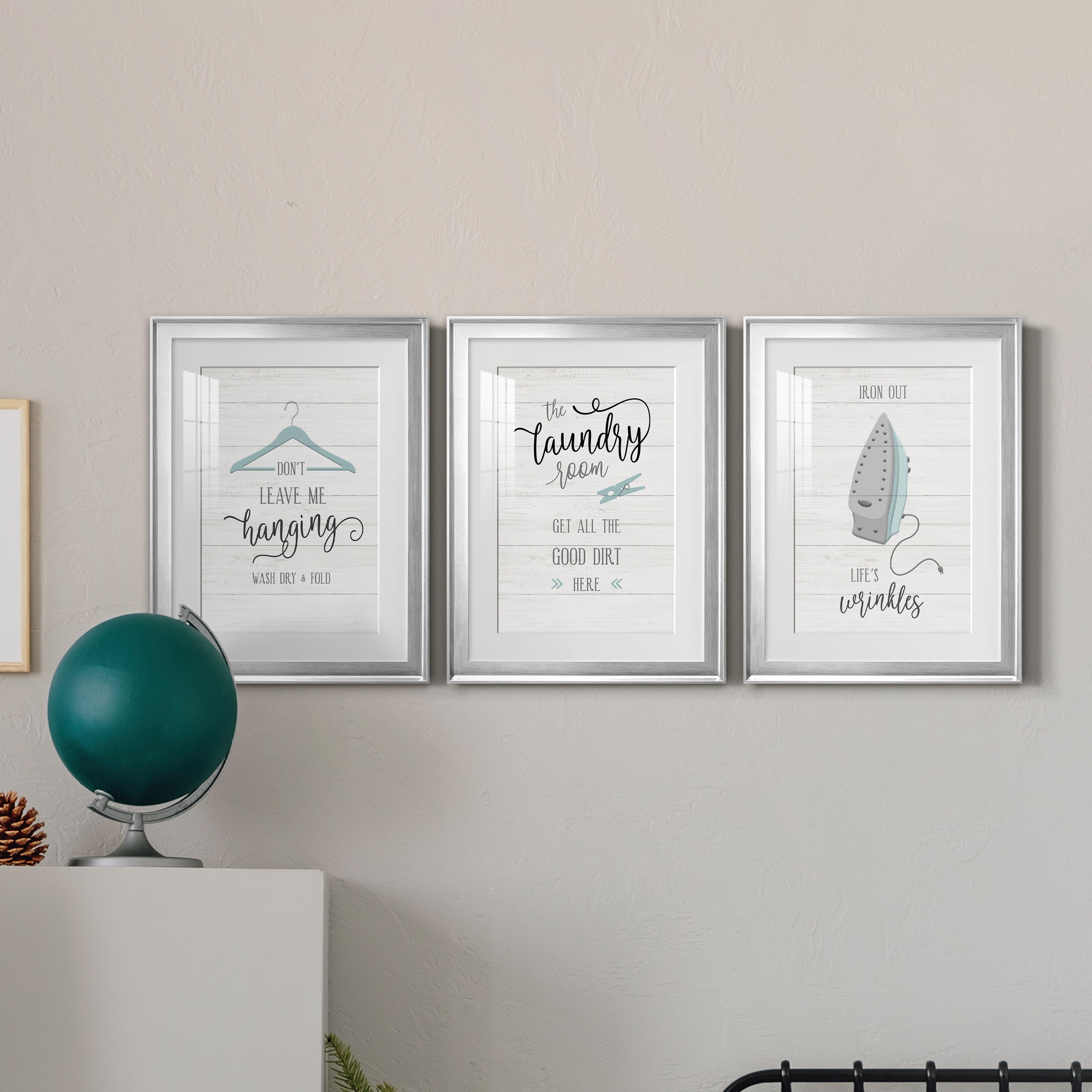 Don't Leave Premium Framed Prints Set of 3 - Ready to Hang - 18 x 24 Each - Silver Frame